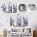 Traditional Metal Wall Art Set of 3 - Purple And Gold Pastel Lilac Dreams