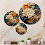 Abstract Metal Wall Art Set - Orange Teal Botanical Whirlwind II - 3 Pieces
