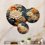 Abstract Metal Wall Art Set - Orange Teal Botanical Whirlwind II - 3 Pieces