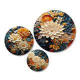 Abstract Metal Wall Art Set - Orange Teal Botanical Whirlwind II - 3 Pieces