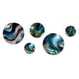 Transitional Metal Wall Art Set of 5- Blue And Gold Flow Art II