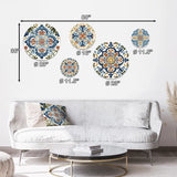 Abstract Tile Metal Wall Decor - Mediterranean Tiles In Retro Blue I - 5 Pieces