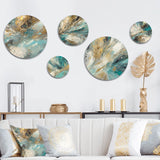 Modern Metal Wall Art Set - 5 Golden Hour In Turquoise Waves I - 5 Pieces