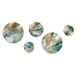 Modern Metal Wall Art Set - 5 Golden Hour In Turquoise Waves I - 5 Pieces