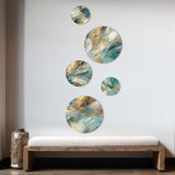 Modern Metal Wall Art Set - 5 Golden Hour In Turquoise Waves I - 5 Pieces