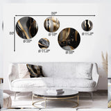 Abstract Marble Metal Wall Art Set - Gold And Black Captivating Mrble III - 5 Pieces