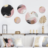 Modern Metal Wall Art Set of 5 - Pink And Black Mysterious Marble