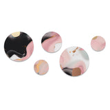 Modern Metal Wall Art Set of 5 - Pink And Black Mysterious Marble