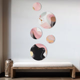 Modern Metal Wall Art Set of 5 - Pink And Black Mysterious Marble