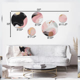 Modern Metal Wall Art Set of 5 - Pink And Black Mysterious Marble