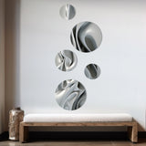Modern Metal Wall Art Set - Grey Infinite Ripples - 5 Pieces