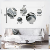 Modern Metal Wall Art Set - Grey Infinite Ripples - 5 Pieces