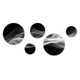 Modern Metal Wall Art - Black White Contemplative Abstraction II - 5 Pieces
