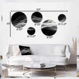 Modern Metal Wall Art - Black White Contemplative Abstraction II - 5 Pieces