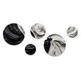 Modern Metal Wall Art - Black White Marbled Dreamscape IV - 5 Pieces