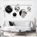 Modern Metal Wall Art - Black White Marbled Dreamscape IV - 5 Pieces