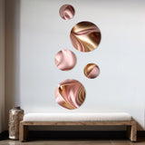Abstract Metal Wall Art Set - 5 Liquid Gold In Subdued Pink And Taupe II - 5 Pieces