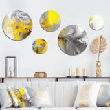 Abstract Painting Metal Wall Art - Mustard Yellow And Vivid Gray I - 5 Pieces