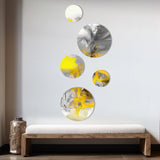 Abstract Painting Metal Wall Art - Mustard Yellow And Vivid Gray I - 5 Pieces