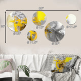 Abstract Painting Metal Wall Art - Mustard Yellow And Vivid Gray I - 5 Pieces