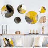 Modern Metal Wall Art - Mustard Yellow and Vivid Gray II - 5 Pieces