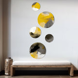 Modern Metal Wall Art - Mustard Yellow and Vivid Gray II - 5 Pieces