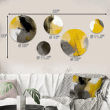 Modern Metal Wall Art - Mustard Yellow and Vivid Gray II - 5 Pieces