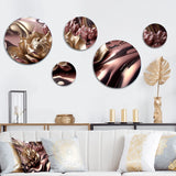 Floral Metal Wall Decor - Pink And Gold Glam Flowers V - 5 Pieces