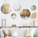 Abstract Painting Metal Wall Art Set - Gold and White Marble Abstract - 5 Pieces