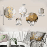 Abstract Painting Metal Wall Art Set - Gold and White Marble Abstract - 5 Pieces