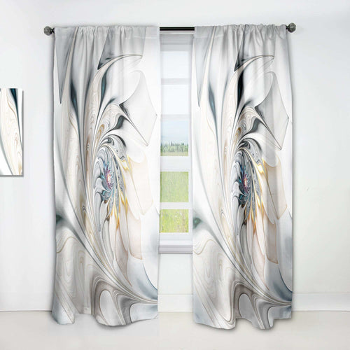 White Stained Glass Floral' Modern Curtain 1 Panel