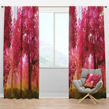 Mysterious Red Cherry Blossoms - Landscape Curtain - 1 Panel