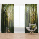 Evening in Green Forest - Landscape Curtain - 1 Panel
