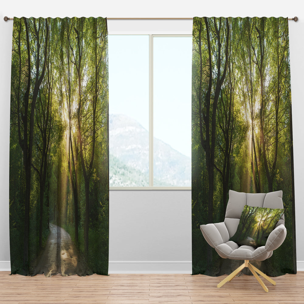 Evening in Green Forest - Landscape Curtain - 1 Panel