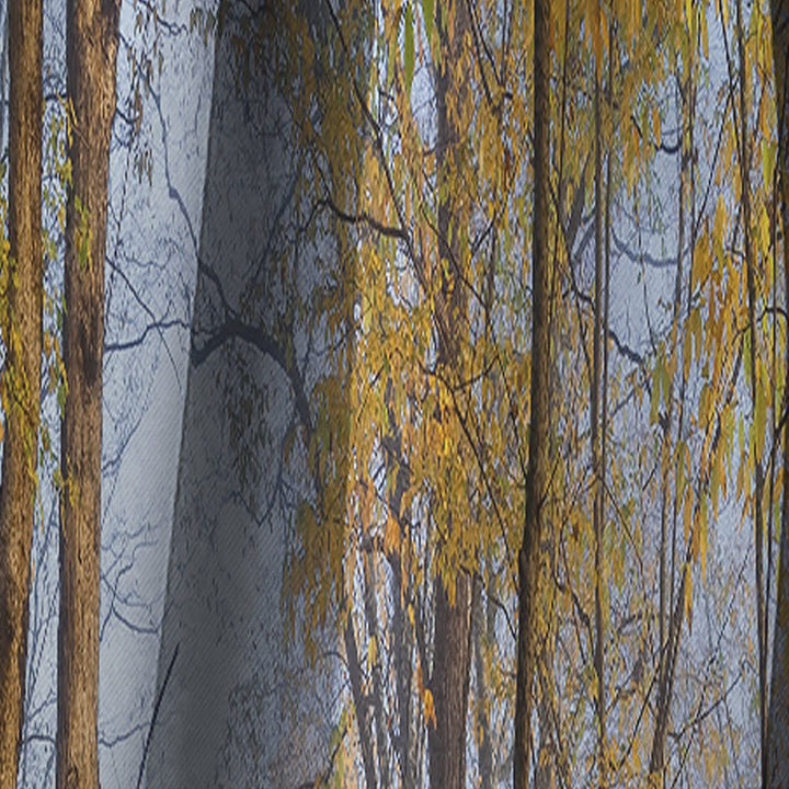 Yellow Morning in Forest Panorama - Landscape Curtain - 1 Panel