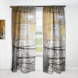 Yellow Morning in Forest Panorama - Landscape Curtain - 1 Panel