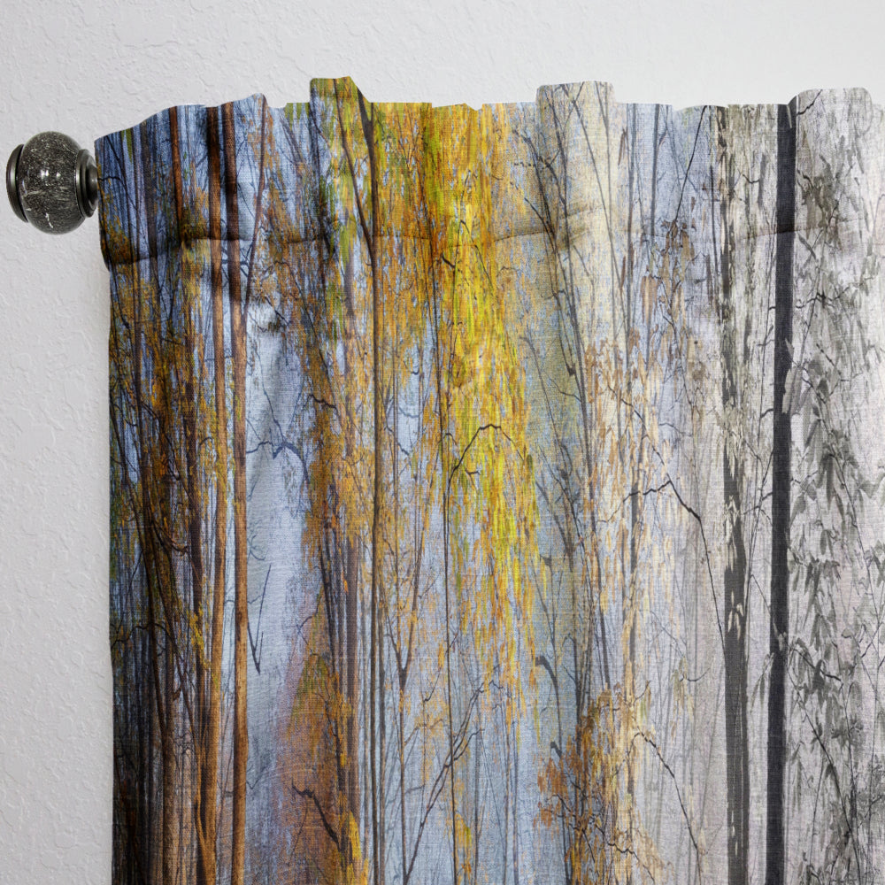 Yellow Morning in Forest Panorama - Landscape Curtain - 1 Panel