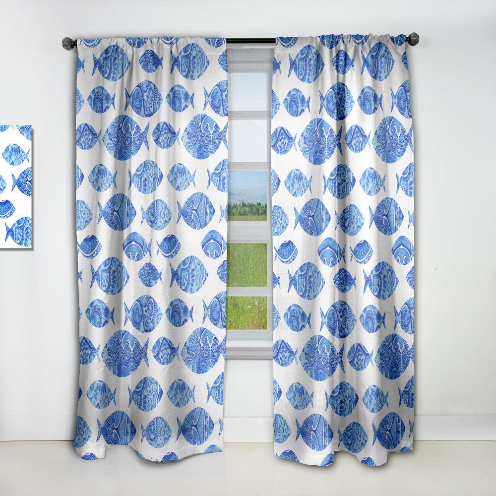 Seamless pattern with fishes - Nautical Curtain - 1 Panel