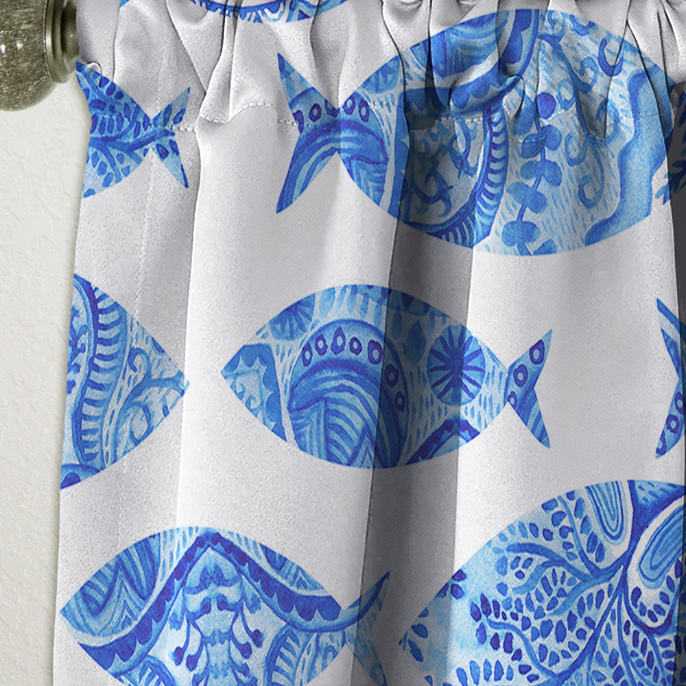 Seamless pattern with fishes - Nautical Curtain - 1 Panel