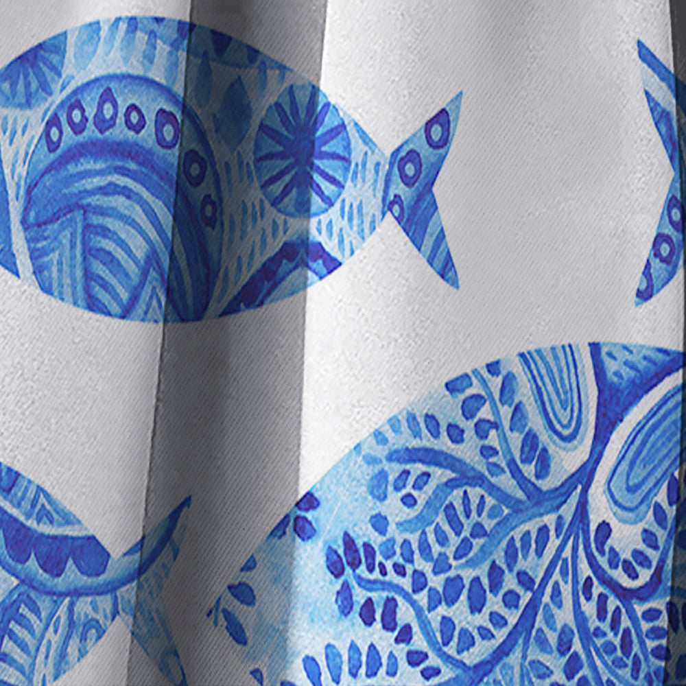 Seamless pattern with fishes - Nautical Curtain - 1 Panel