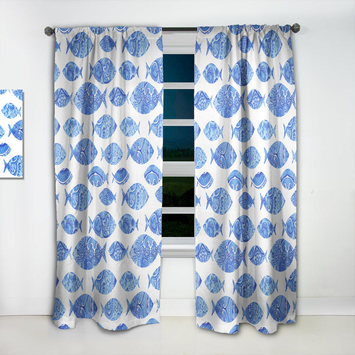 Seamless pattern with fishes - Nautical Curtain - 1 Panel