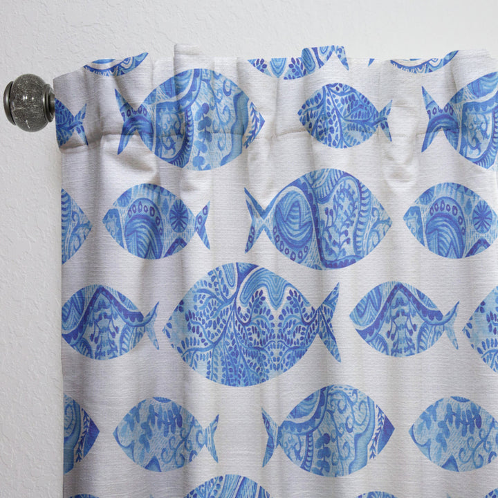 Seamless pattern with fishes - Nautical Curtain - 1 Panel