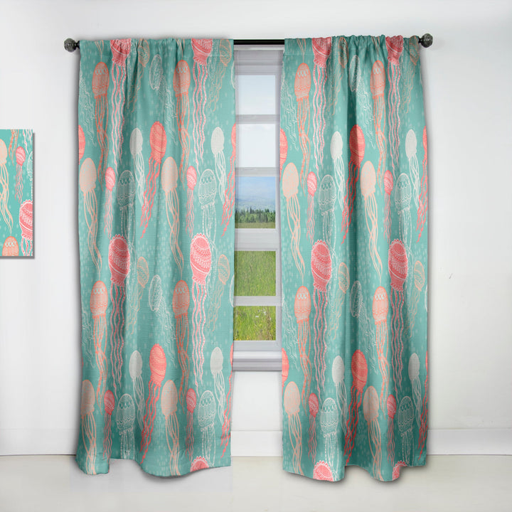 Jellyfish Pattern - Nautical &amp; Coastal Curtain - 1 Panel