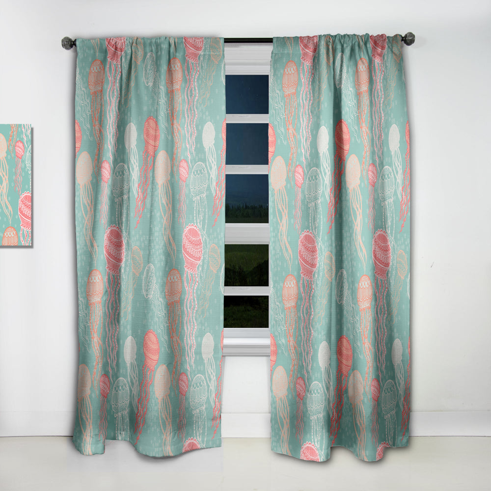 Jellyfish Pattern - Nautical &amp; Coastal Curtain - 1 Panel