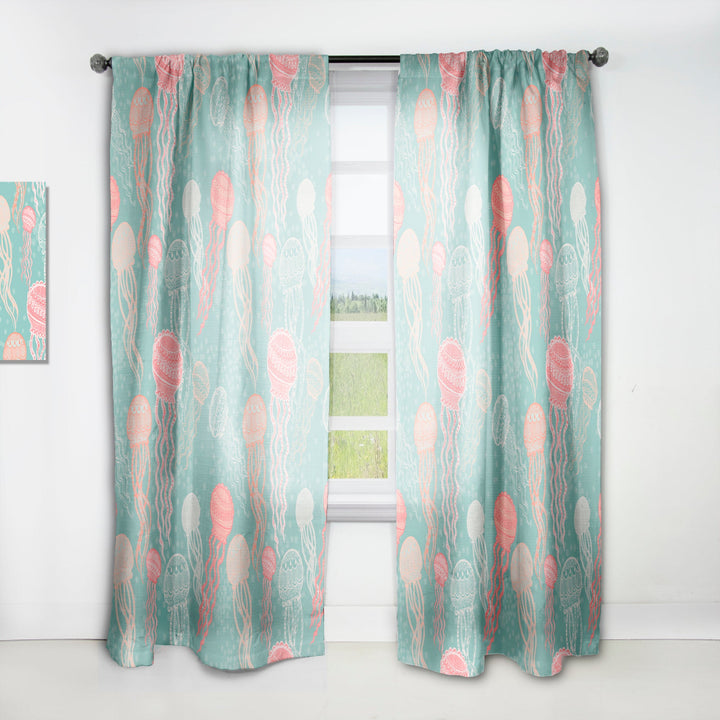 Jellyfish Pattern - Nautical &amp; Coastal Curtain - 1 Panel