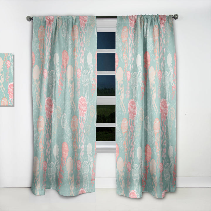 Jellyfish Pattern - Nautical &amp; Coastal Curtain - 1 Panel