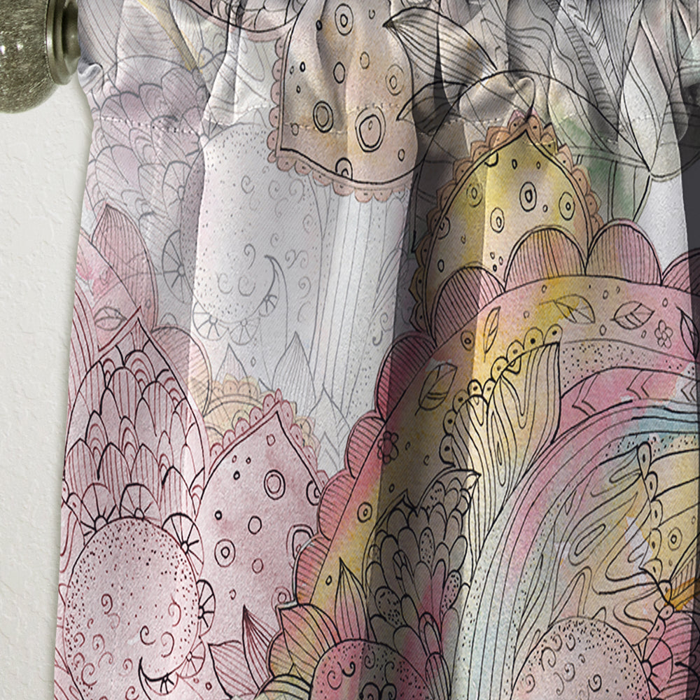 Watercolor Painting with Ethnic Motif - Bohemian &amp; Eclectic Curtain - 1 Panel