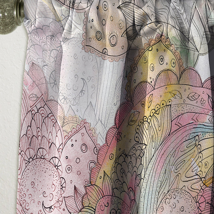 Watercolor Painting with Ethnic Motif - Bohemian &amp; Eclectic Curtain - 1 Panel