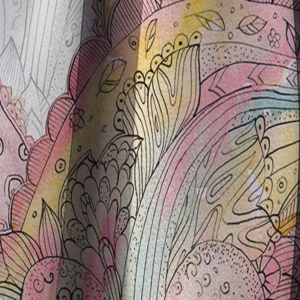 Watercolor Painting with Ethnic Motif - Bohemian &amp; Eclectic Curtain - 1 Panel