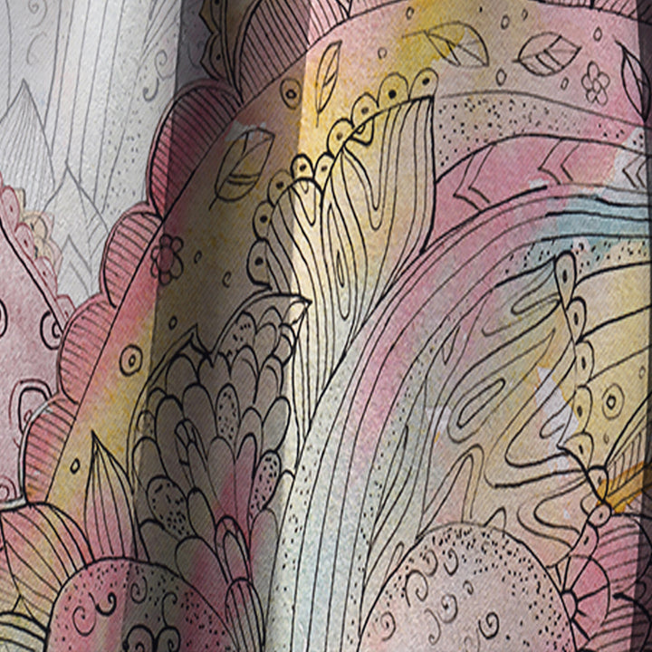 Watercolor Painting with Ethnic Motif - Bohemian &amp; Eclectic Curtain - 1 Panel